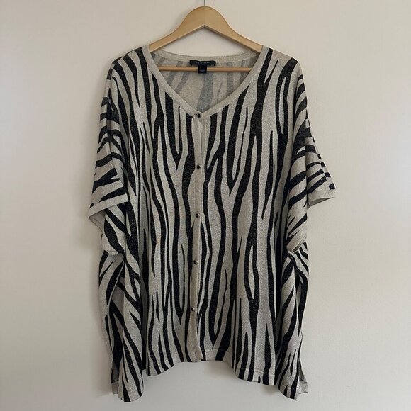 St. John Tiger Stripe Shimmer Knit Trapeze Cardigan Multi Womens Size Large 2014 - Picture 4 of 11